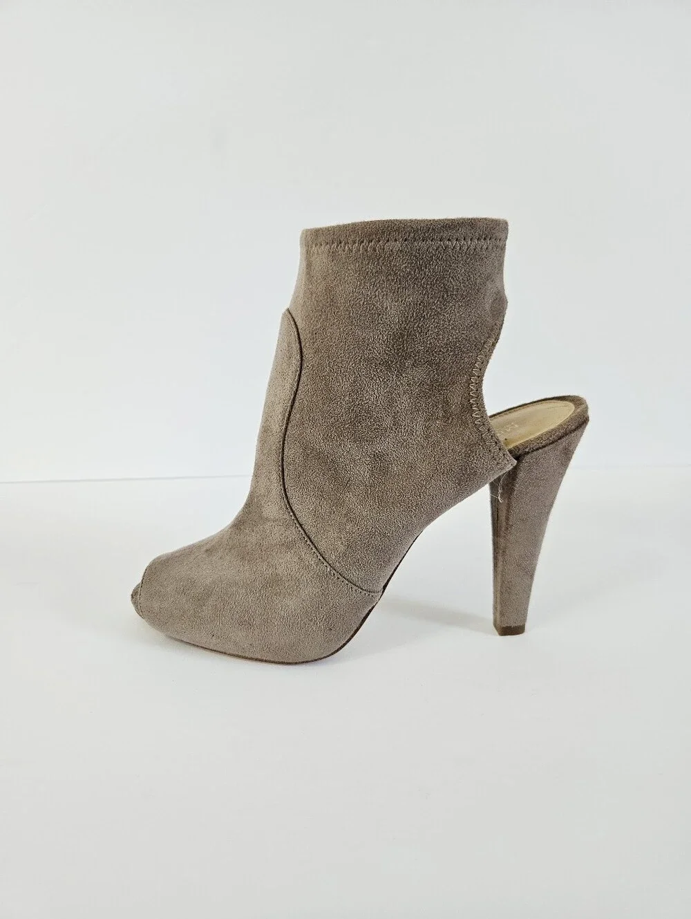 Michael Kors Selina Beige Microsuede Peep Toe Sling Back Heels Pumps Booties 8